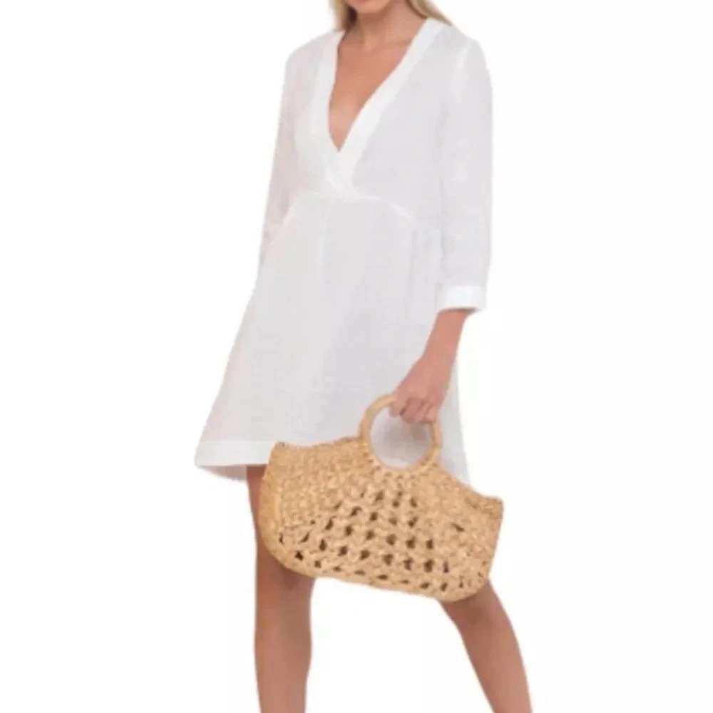 Milk & Roses Tamara Mini Dress Women S White Boho Beach Coverup Coastal Classic‎